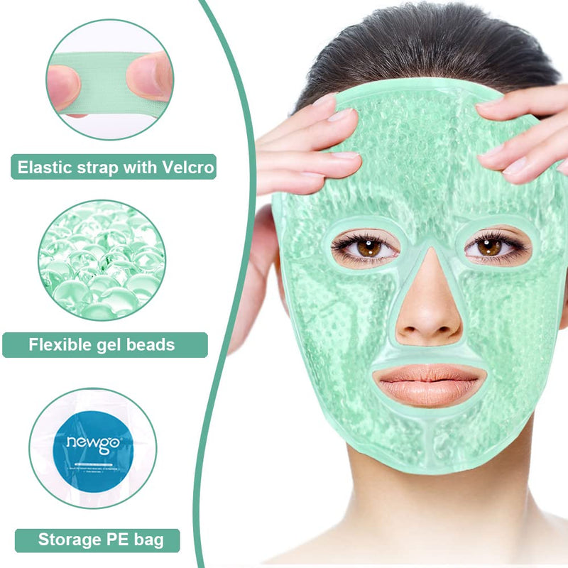 [Australia] - NEWGO Cooling Eye Mask Hot & Cold Therapy Gel Beads Face Cold Mask for Migraine Relief, Puffy Eyes, Sinus Pain, Acne, Headaches, Spa, Face Puffiness Green 