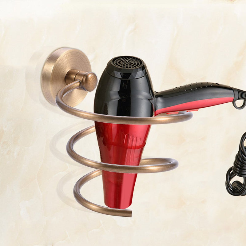 [Australia] - Hair Dryer Holder Antique Wall Mount Solid Brass Blow Dryer Holder Storage Rack Bathroom Organizer Shelf Stand for Washroom Barbershop 