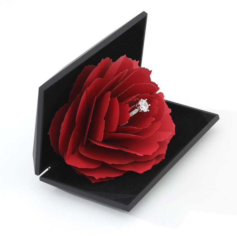 [Australia] - Wislist Creative Ring Box Small Ring case for Proposal Engagement Wedding Ceremony Birthday Gift Jewelry Display Presentation Storage Chest Holder Organizer (Black) Black 