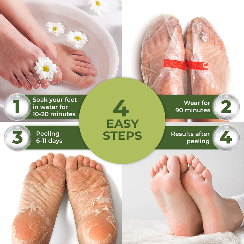 [Australia] - Foot Peel Mask - Peach Feet Peeling Mask 2 Pack - Dermatologically Tested, Cracked Heel Repair, Dead Skin Remover for Baby Soft Feet - Exfoliating Peel Natural Treatment by Plantifique 