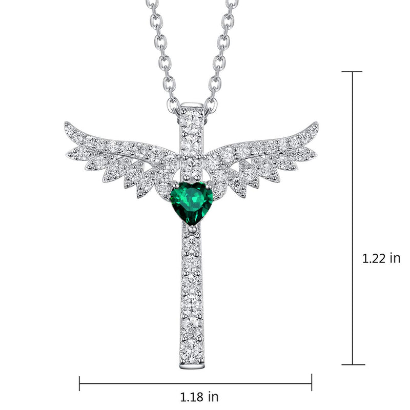 [Australia] - Re Besta Sterling Silver August Birthstone Peridot Jewelry for Women Birthday Gifts Mom Wife Angel Wings Necklace Emerald Ruby Necklace Green Emerald Angel Wings Love Heart Necklace 