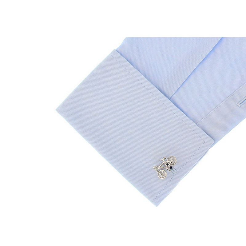 [Australia] - Men's Cufflinks 3D Bike Silver Bicycle Cuff Links for Shirt 