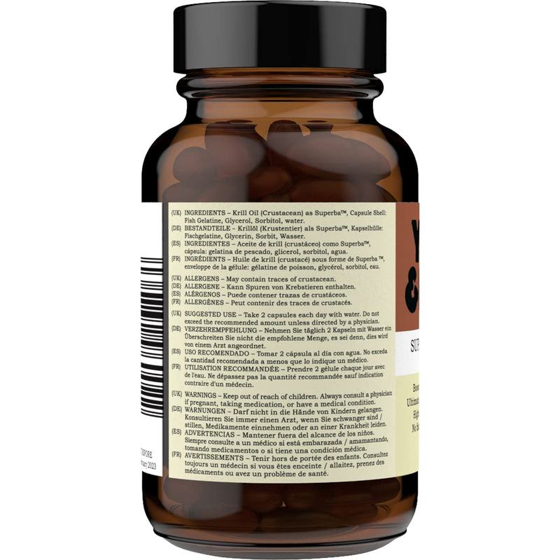 [Australia] - Ultra-Pure Superba Krill Oil - Antarctic Krill Oil Capsules - Sustainably Fished by Aker BioMarine - Source of Omega-3s EPA, DHA & Astaxanthin - Potent Antioxidant - Made in The UK by Youth & Earth 