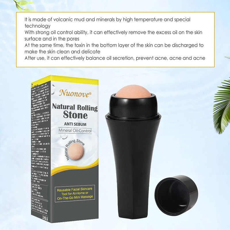 [Australia] - Oil Absorbing Roller, Oil-Absorbing Volcanic Face Roller, Face Oil Absorbing, Natural Rolling Stone, Anti Sebum, Mineral Oil-Control, Reusable Facial Skincare Tool For At-Home/On-The-Go Mini Massage 1 Count (Pack of 1) 