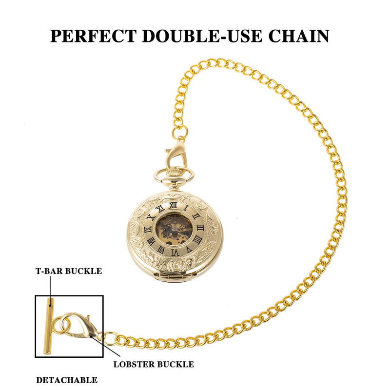 [Australia] - Pocket Watch Albert Vest Chain with T Bar & Lobster Clasps ManChDa Watch Chain Link … Gold 