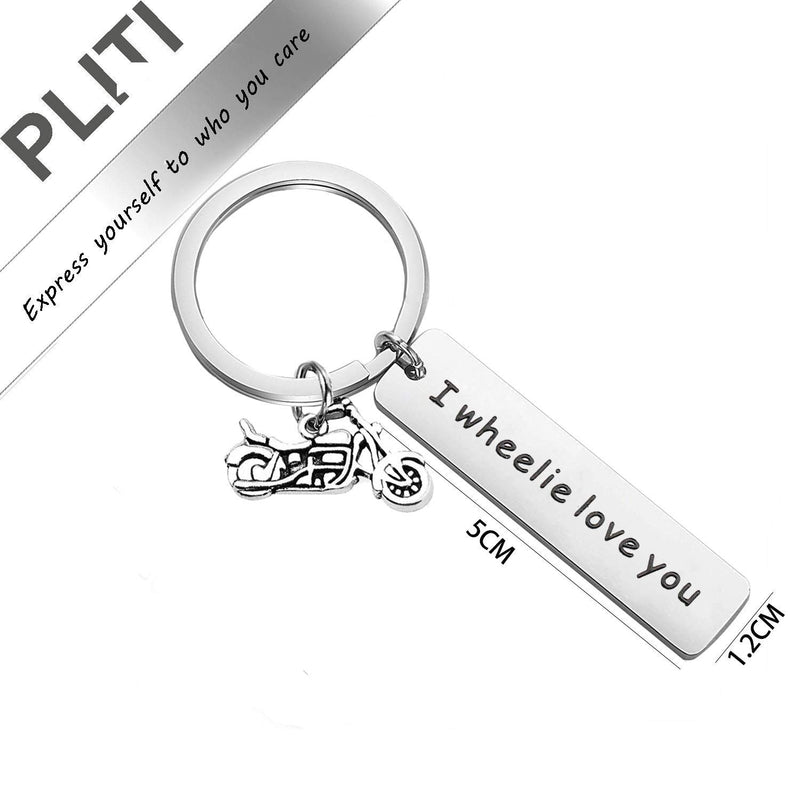 [Australia] - PLITI Motorcycle Biker Rider Keychain I Wheelie Love You Motorcycle Lover Couple Gift Husband Boyfriend Wheelie Love U Key 