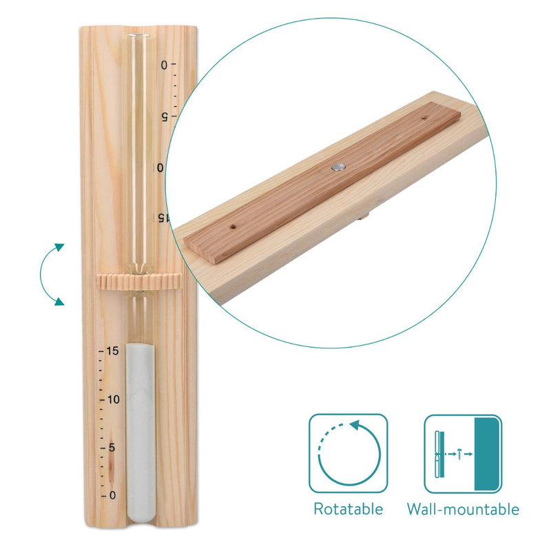 [Australia] - Navaris Sauna Hourglass Sand Timer - Classic Wall-Mounted Sand Hour Glass for Saunas - Pine Wood, Sand and Heat-Resistant Glass - 29.5 x 7.5 x 4 cm 