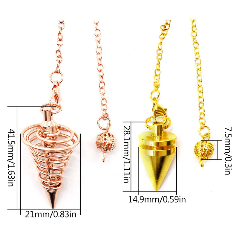 [Australia] - Yueser 2pcs Pendulum Dowsing Reiki Healing Pendulum Chain Metal Scrying Divination Reiki Healing Pendulum Chain Scrying Divination Meditation (Rose Gold,Gold) 