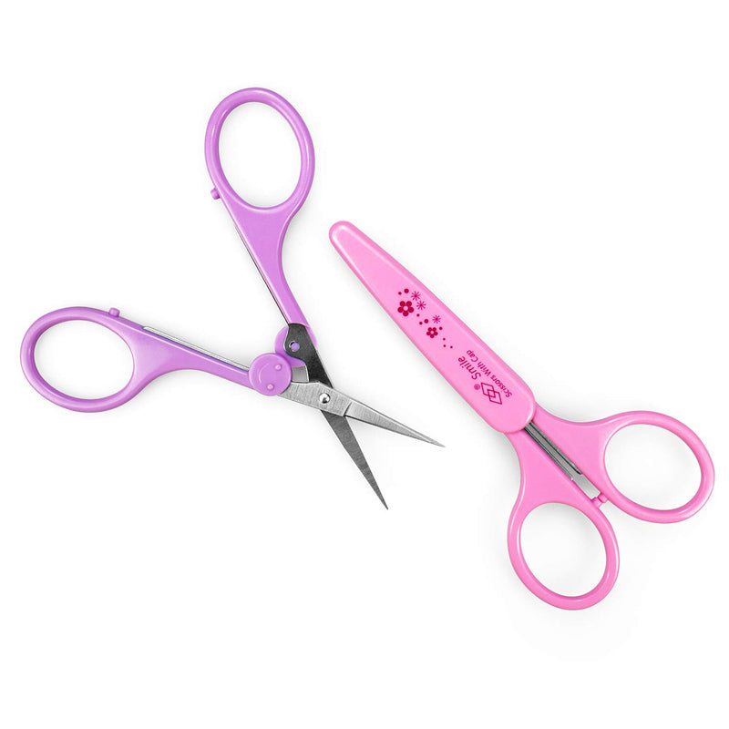 [Australia] - Humbee, Stainless Steel Hair Grooming and Trimming Scissors Set, For Facial Hair, Nose Hair, Eyebrow Scissors, Eyelash Scissors, Mustache, and Beard (Straight Edge, Purple Long Cap) Straight Edge 