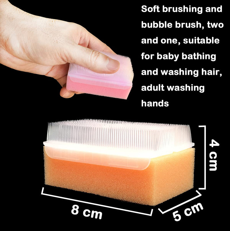 [Australia] - Scalp Scrubbie Baby Cradle Cap Brush Baby Bath Scrubber Sensory Brush and Sterile Bath Sponge Double Sided Brush (3 Packs) 3 Packs 