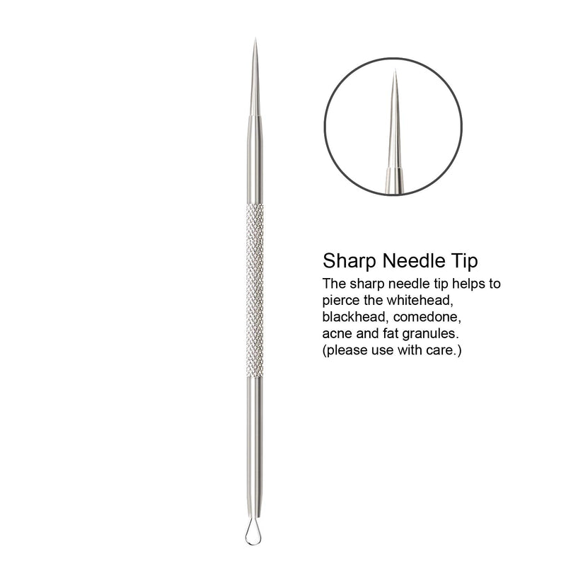 [Australia] - HotLife Professional Blackhead Remover Pimple Comedone Extractor Tools Set of 5, Best Splinter Acne Removal Kit and Skin Tools for Skin Blemishes, Whitehead, Pimples, Cysts and Zit Popper Silver 