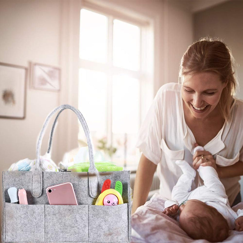 [Australia] - Diaper Caddy Organiser Portable Felt Diaper Nappy Toys Storage Bag Nursery Storage Bin Nappy Changing Organiser for Mom Newborn Kids 