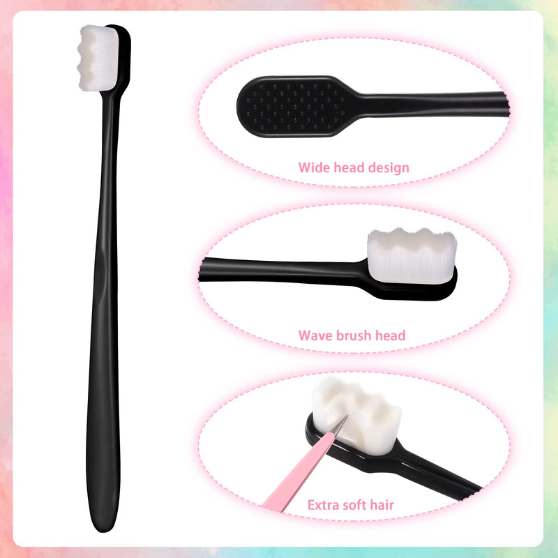 [Australia] - Dacitiery 12 Pcs Extra Soft Toothbrush, Soft Micro Nano Manual Toothbrush Ultra Fine Toothbrush with 20000 Soft Floss Bristles for Sensitive Gums Adults Kids Children(Black, White) 
