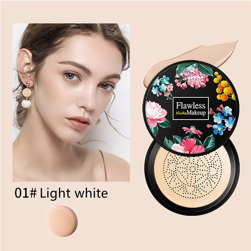 [Australia] - Mushroom Head Air Cushion CC Cream Foundation Cover Concealer Makeup Moisturizing Brightening Pigment Liquid Foundation, Even Skin Tone Makeup Base BB #Light White Light White 