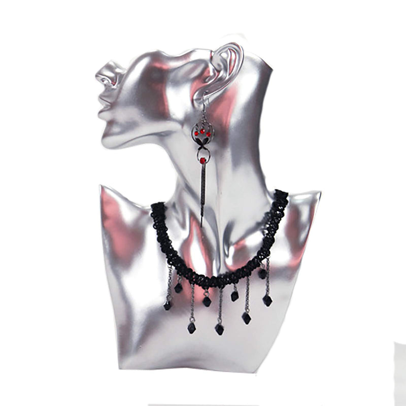 [Australia] - Papinimo Jewelry Necklace Earring Display Holder Organizer Mannequin Head Bust Jewelry Stand for Woman Shows Home Decor (Silver Color) Silver Color 