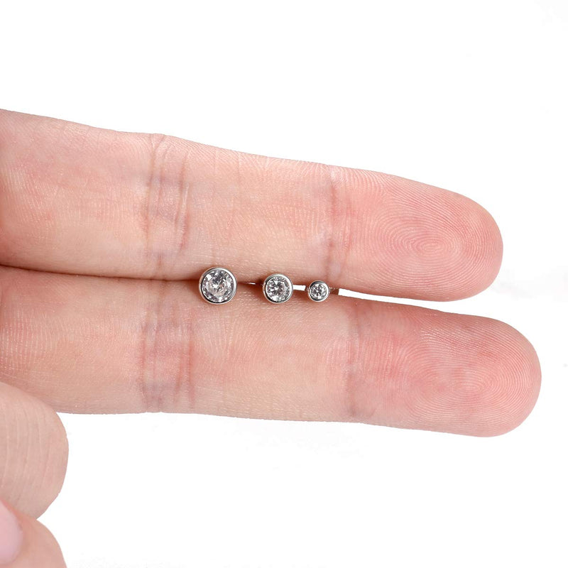 [Australia] - Sterling Silver Stud Earrings for Women Men Girls- 3 Pairs of Tiny Round Cubic Zirconia Earrings CZ Small Cartilage Tragus Earrings(2mm/3mm/4mm) 2mm*3 Pairs 