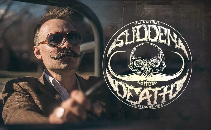 [Australia] - Mustache Wax Strong Hold Grooming For Men - 1oz Sudden Death Moustache & Beard Wax Tin - Perfect For Handlebar Mustaches By Death Grip 
