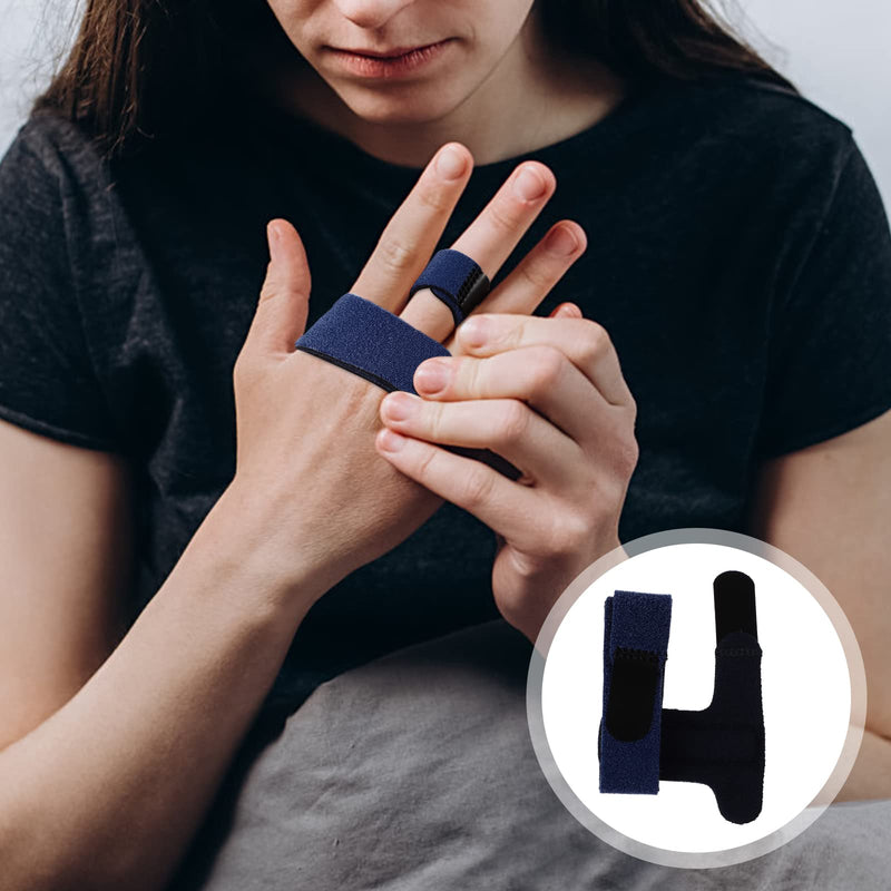 [Australia] - Trigger Finger Splint Brass Knuckle Brace Finger Protectors Hands Adjustable Full Finger Splints, Middle Finger Support - Tendon Release Pain Relief Blue 
