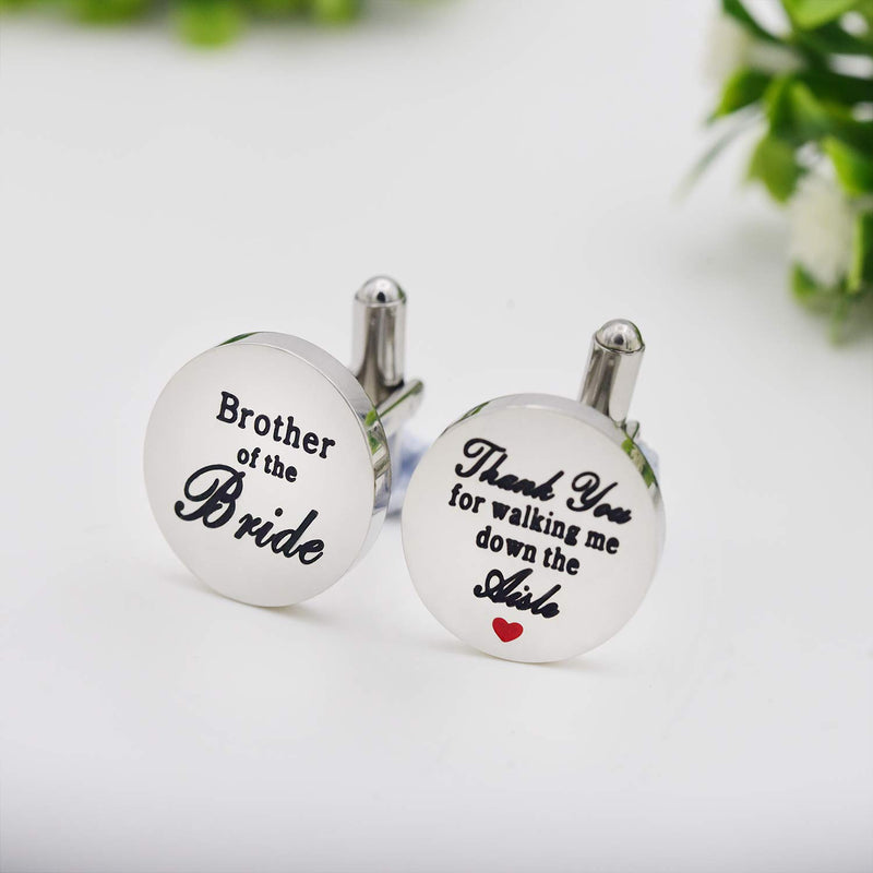 [Australia] - Melix Home Brother of The Bride Stainless-Steel Cufflinks Thank You for Walking Me Down The Aisle Cuff Links Brother Wedding Party Gifts Grey 