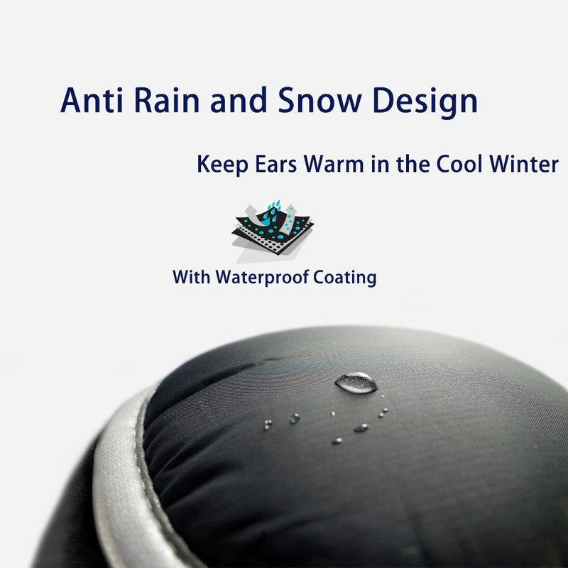 [Australia] - Ear Warmers Waterproof Unisex Winter Fleece Earmuffs for Men Women Adjustable Ear Muffs Black 
