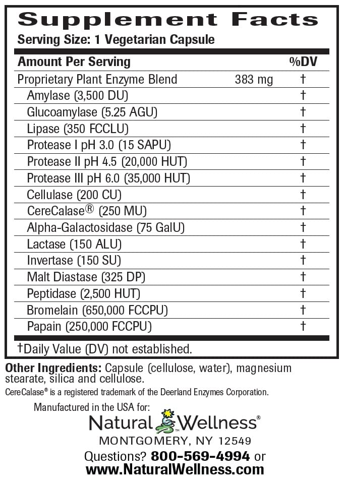 [Australia] - Natural Wellness - Digestive Enzymes - 60 Capsules 