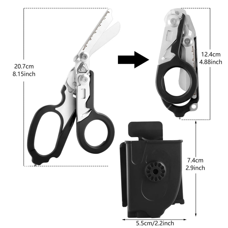 [Australia] - 6 in 1 Response Emergency Shears, Multi Tool Pliers Shears Folding Emergency Response Shears with Utility Holster for Outdoor Camping 