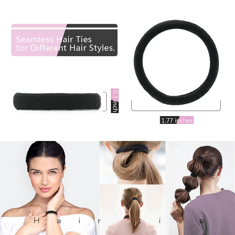 [Australia] - Dreamlover Thick Hair Bands for Women, Black Hair Ties No Damage, Soft Hair Bobbles for Thick Hair, 50 Pack 