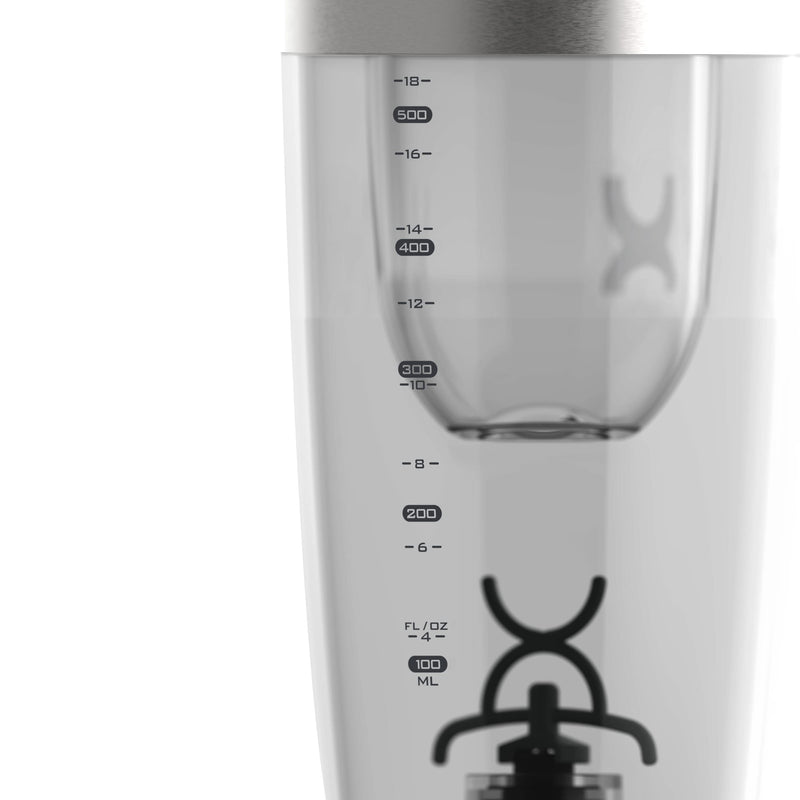 [Australia] - PROMiXX Pro Shaker Bottle | Rechargeable, Powerful for Smooth Protein Shakes | includes Supplement Storage - BPA Free | 600ml Cup (Silver White/Gray) Silver White/Gray 