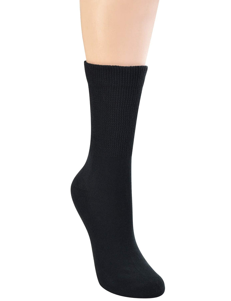 [Australia] - Yomandamor Women's 5 Pairs Non-Binding Cotton Crew Diabetic/Dress Socks with Seamless Toe and Cushion Sole 9-11 5 Pairs Black 
