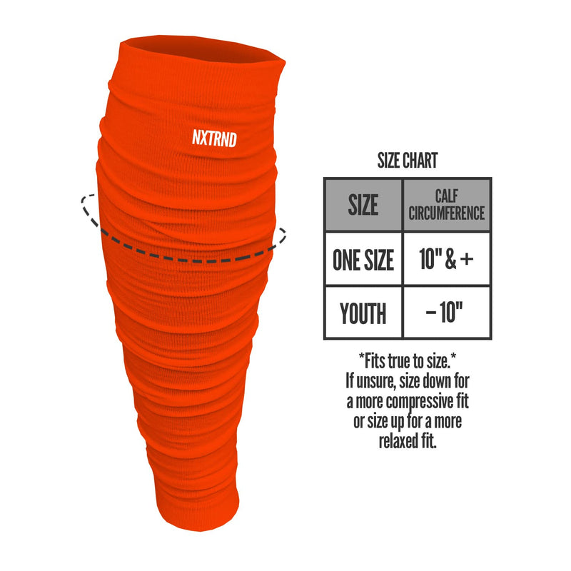[Australia] - Nxtrnd Football Leg Sleeves, Calf Sleeves for Men & Boys, Sold as a Pair Orange One Size 