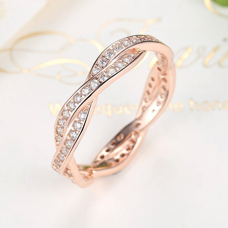 [Australia] - Presentski 925 Sterling Silver Rose Gold-Plated Engagement Wedding Rings with Cubic Zirconia,Promise Rings for her 5 