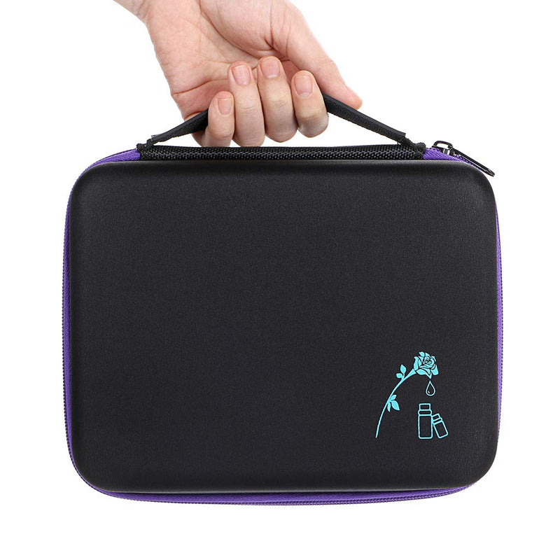 [Australia] - Hipiwe Hard Shell Essential Oil Carrying Case 30 Bottles EVA Essential Oils Storage Bag - Perfect for doTerra and Young Living Oils with Foam Insert (Black + Purple) 