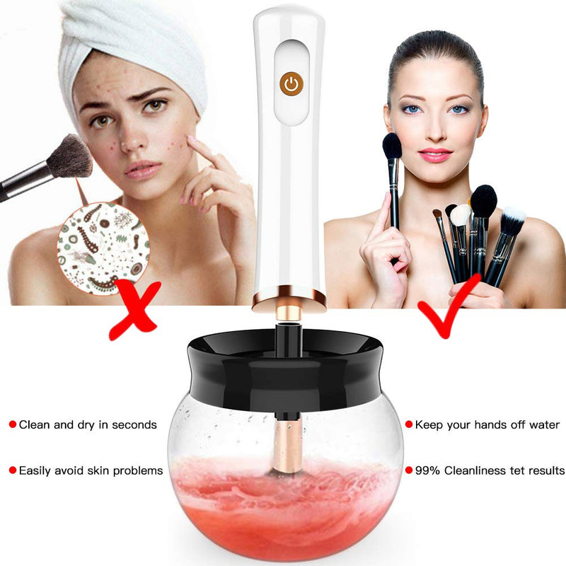 [Australia] - Makeup Brush Cleaner, Electric Make Up Brush Cleaners and Dryer, Automatic Spinner Machine Fast Dry and Deep Clean Various Cosmetic Brushes, 8 Spin Collars 
