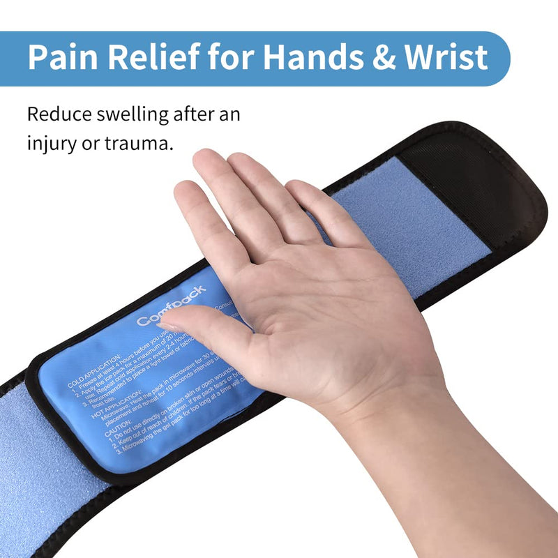 [Australia] - Comfpack Cold Therapy Wrap with 2 Packs for Pain Relief, Reusable Gel Ice Packs for Foot Plantar, Wrist, Ankle, Great for Sprains, Muscle Pain, Bruises, Injuries 