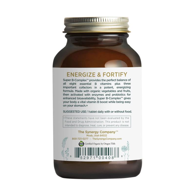 [Australia] - Pure Synergy Super B-Complex | 60 Tablets | Made with Organic Ingredients | Non-GMO | Made with Organic Veggies and Fruits and B Vitamins 