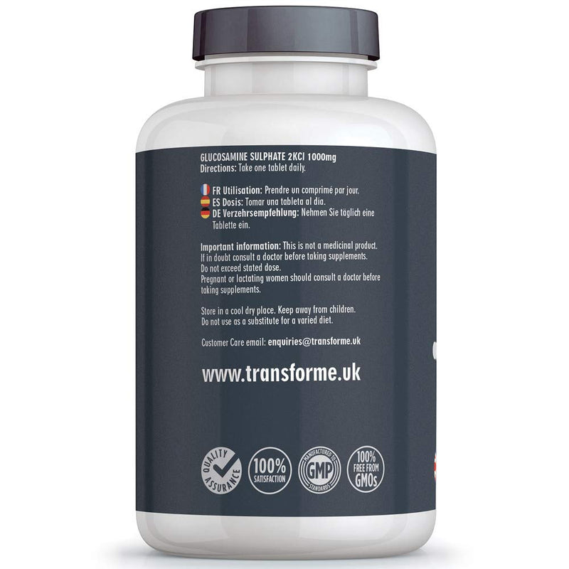 [Australia] - Glucosamine Sulphate 1000mg 365 Tablets, 2KCl, Vegetarian, Vegan, 1 Year Supply, Gluten Free, by Transforme 
