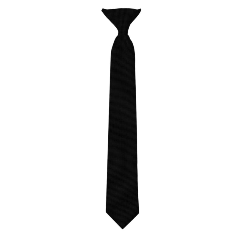 [Australia] - Jacob Alexander Boys' Woven Subtle Mini Squares 14-inch Clip-On Neck Tie Black 