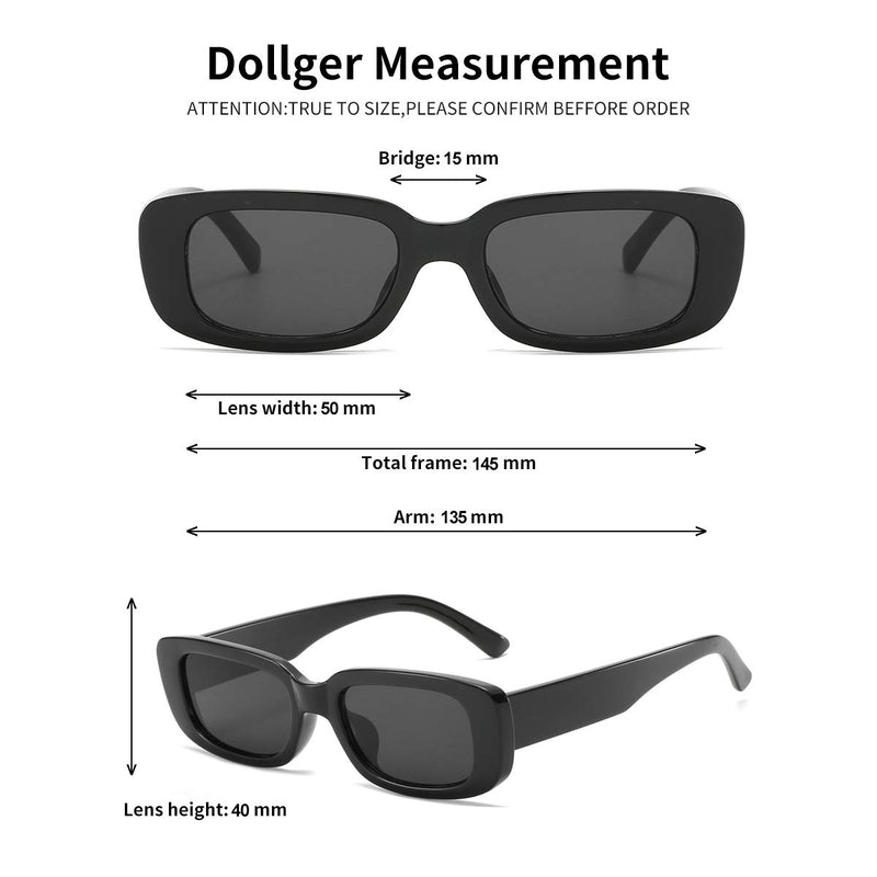 [Australia] - Dollger Rectangle Sunglasses for Women Retro Fashion Sunglasses UV 400 Protection Square Frame Eyewear 2pcs:black+white 