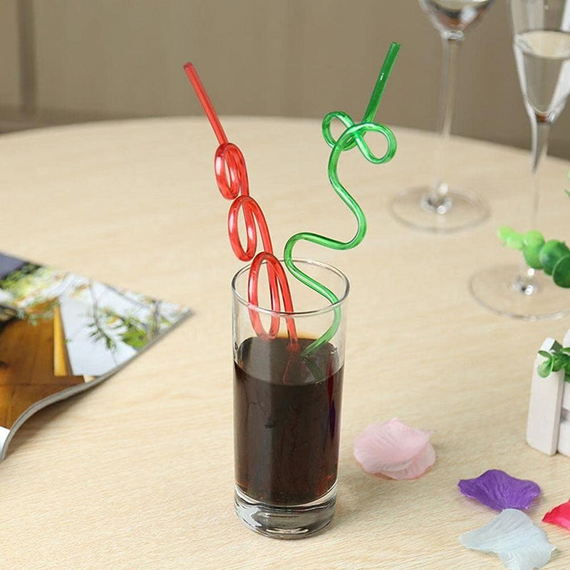 [Australia] - 20 Pcs Colorful Reusable Drinking Straws Curly Straws Crazy Straws for Kids/Adults/Home/Party (Colors and Styles are Sent Randomly) 