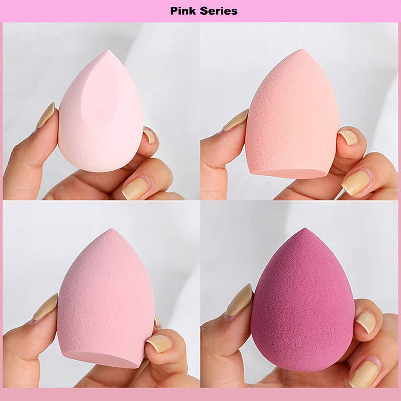 [Australia] - 4 Pcs Makeup Sponge Set, Soft Sponge For Liquid Foundation, Creams, and Powders，Latex Free Wet and Dry Makeup Egg (Pink Series) Pink Series 