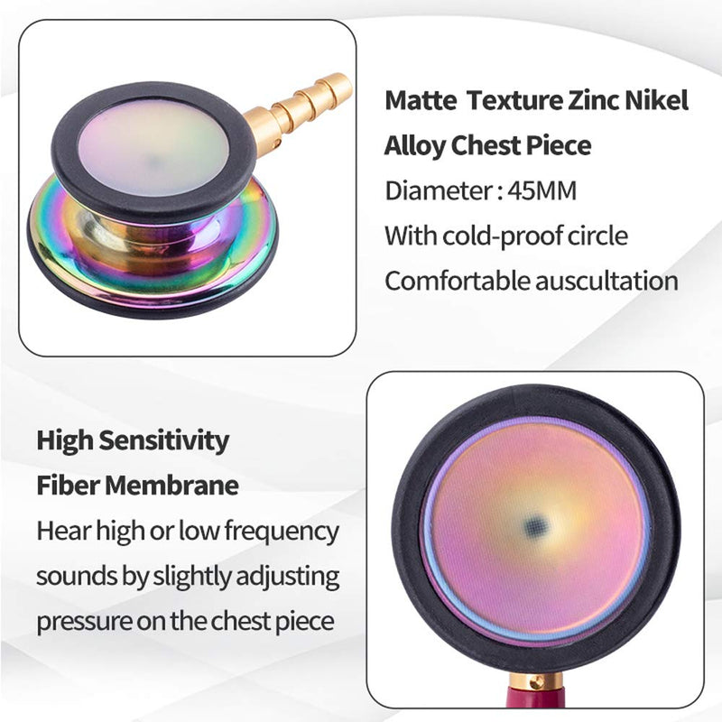 [Australia] - Stethoscope,Scienlodic Double Head Stethoscope with Ear Tips Professional Dual Head Home Clinical Use Customized Gold-Plated High-end rainbow 
