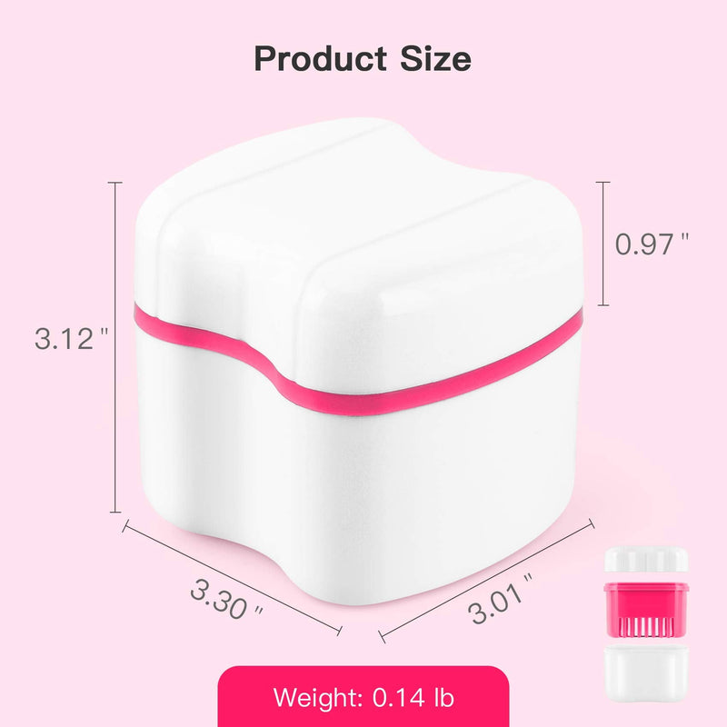 [Australia] - Annhua Dental Retainer Case with Flushable Basket，Denture Boxes Denture Storage Container for Soaking and Cleaning Dentures, Home & Travel Use（Pink) Pink 