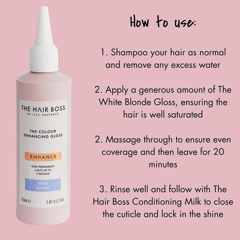 [Australia] - THE HAIR BOSS BY LISA SHEPHERD White Blonde Colour Enhancing Gloss, Semi-Permanent Hair Treatment for 6 Washes, 150ml 