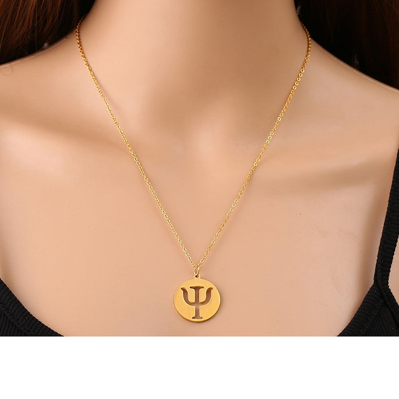 [Australia] - AOCHEE Psi Symbol Necklace Greek Letter Necklace Psi Pendant Necklace Medical Sign Jewelry Rose Gold2 