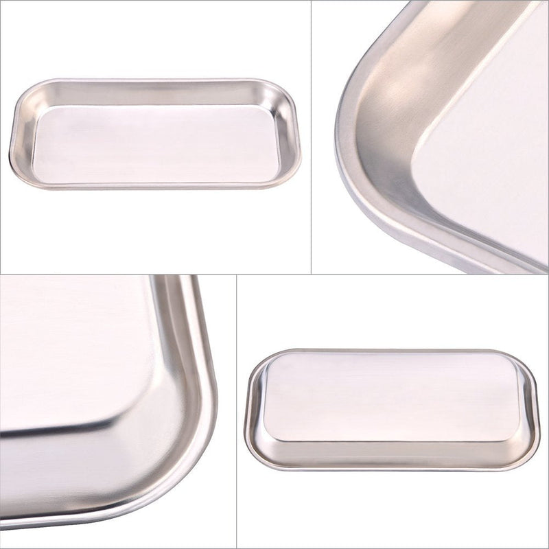 [Australia] - Stainless Steel Medical Instrument Tray Walfront Metal Rectangular Surgical Tray Dental Tray Lab Trays Useful Tool for Clinic Lab 8.85 × 4.52 × 0.78" 