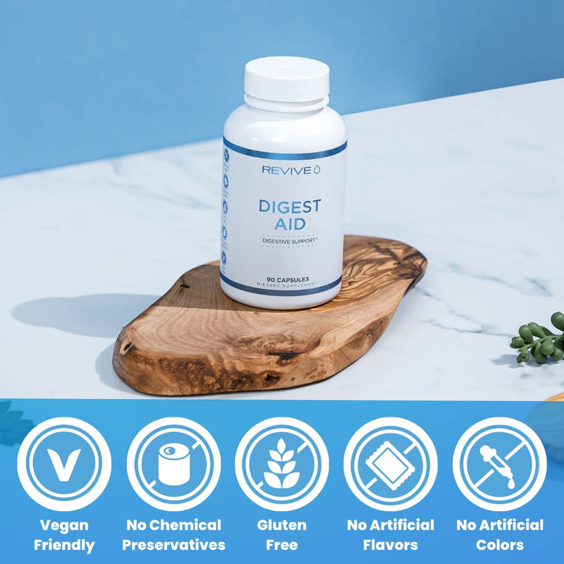 [Australia] - Revive MD | Digest Aid | Promotes The Digestion of Proteins, Fats, Starches & Fibers for Men and Women | Supports Gastric Acid Balance | Targeted Enzyme Support | Increase Enzymes | 90 Capsules 
