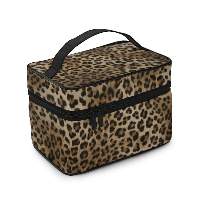 [Australia] - Leopard Pattern Makeup Bag Organizer for Travel Cosmetic Bags with Handle Toiletry Bags for Women Girls One Size Leopard Pattern 