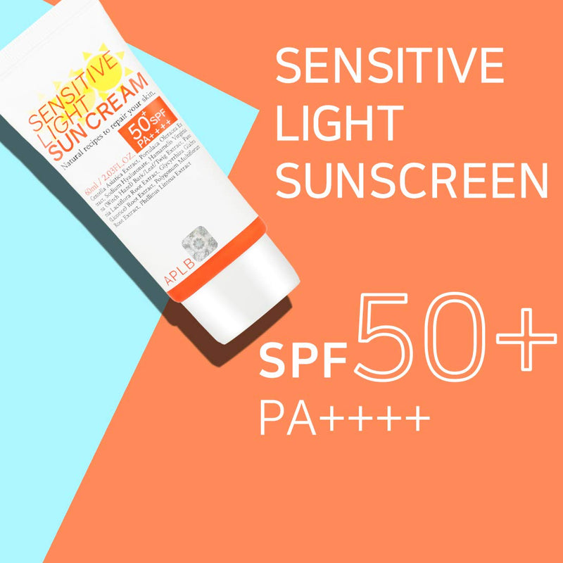 [Australia] - APLB Sensitive Light Sunscreen SPF 50+/PA++++ 2.03 fl. Oz (60ml) | Korean Skin Care, Sun Cream, Moisturizing Facial Sunscreen, Calming Soothing Cream | 