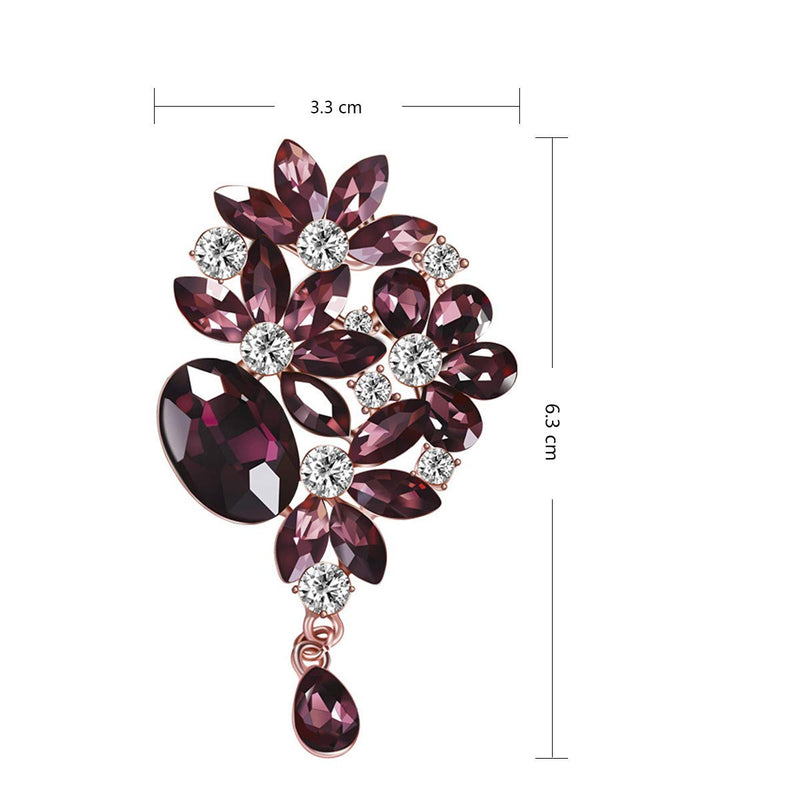[Australia] - Merdia Brooches Pin Flower Leaf Bouquet Brooch Created Crystal Brooch-Purple 