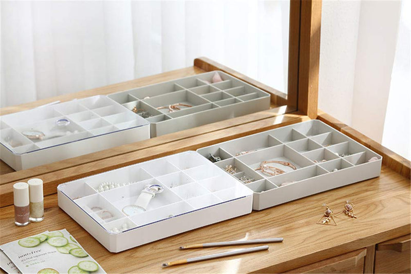 [Australia] - Mvchifay Jewelry Storage Box Clear Plastic Jewelry Display Tray Organizer Case with Lid for Earrings Bracelet Necklace (White) White 